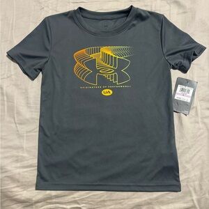 Under Armour Kids Gray Tee with Yellow Graphic